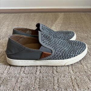 OluKai Pehuea Pa'i Slip On Shoe Sneakers Women's 9 Charcoal Gray Casual Comfort